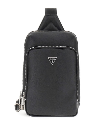 [HMMISAP5226-BLACK] Mini Mochila Hombre Guess Milano Saffiano Negro