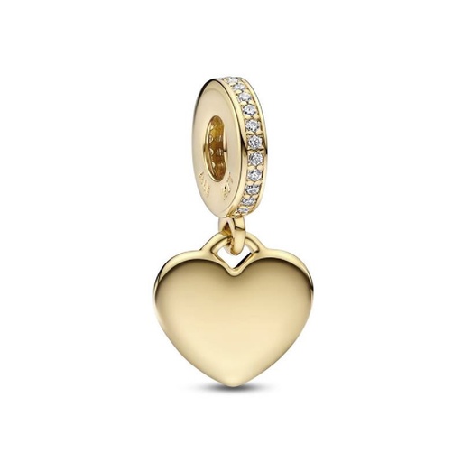 [768761C01] Charm Colgante Pandora Corazón Grabable Chapado Oro