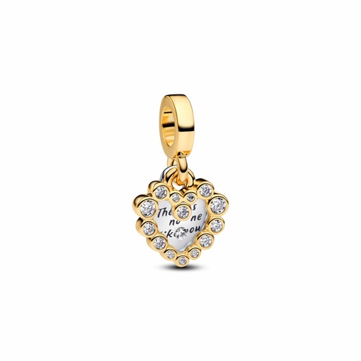 [763765C01] Charm  Pandora Colgante Doble Corazón Brillante