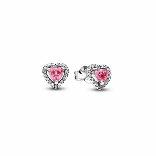 [298427C02] Pendientes Pandora de Botón Corazón Rosa