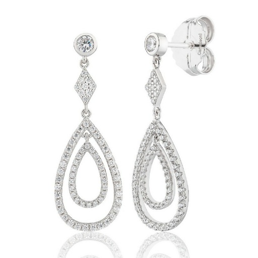 [WP107/LP] Pendientes Camaleoni Dos Lágrimas Plata Rodio WP107/LP 