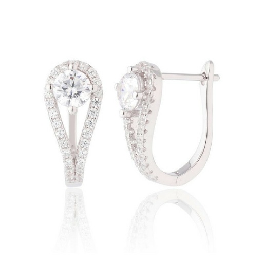 [WP118/LB] Pendientes Camaleoni Central Gota Plata Rodio WP118/LB