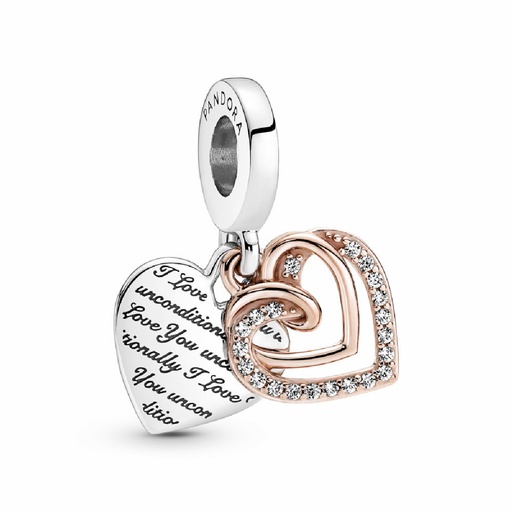 [781062C01] Charm colgante Pandora Doble Corazones Entrelazados
