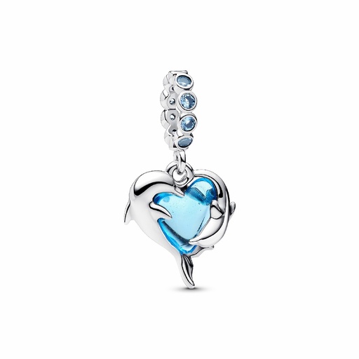 [793924C01] Charm Colgante Delfines de Cristal de Murano Azul