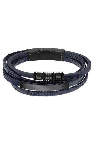 [LS2407-2/1] Pulsera Lotus Style Men Basic Acero y Piel Azul LS2407-2/1
