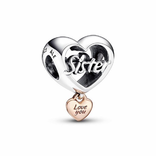 [782244C00] Charm Pandora Bicolor Corazón Te quiero Hermana 782244C00