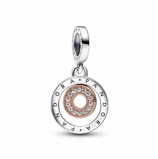 [782287C01] Charm colgante Pandora Signature Logo dos tonos círculo 782287C01