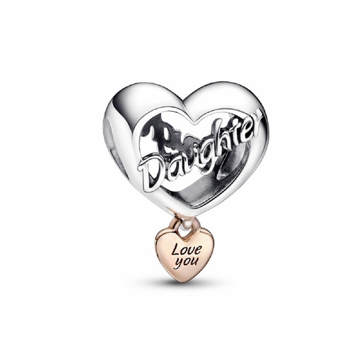 [782327C00] Charm Pandora Corazón Te Quiero Hija Bicolor