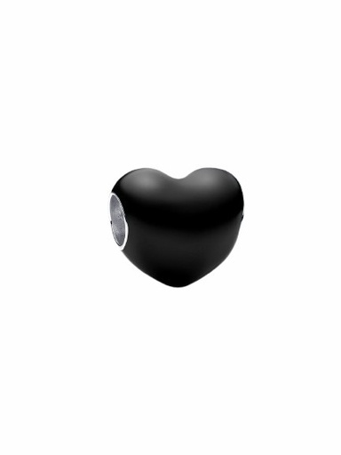 [793337C04] Charm Pandora Corazon Negro Plata de primera ley 793337C04