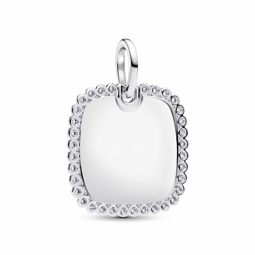 [394009C01] Colgante Pandora Etiqueta Grabable Cuadrada Brillante Plata de primera ley