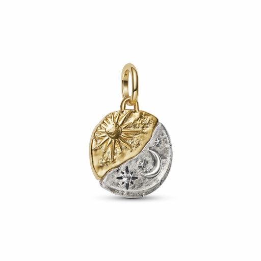 [763977C01] Charm Pandora Medallón Talismán Sol y Luna 