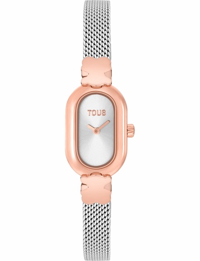 [3000145400] Reloj Tous Oval Icon Analógico Joya Brazalete Acero y Acero Rosado 3000145400