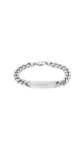 [2790579] Pulsera Tommy Hiflgier Cadena y Placa Acero Inoxidable Plateado Hombre 2790579