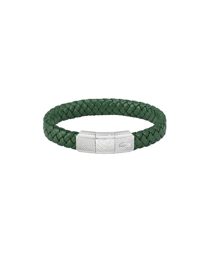 [2040284] Pulsera Lacoste Rokel Piel Trenzada Verde y Acero Inoxidable Hombre 2040284