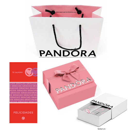 [25-1499] Set Pandora 3 Piezas, Caja grande, Caja de regalo rosa premium y Tarjeta dedicatoria
