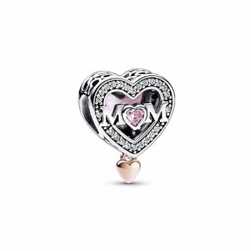 [782653C01] Charm Pandora Mamá & Corazón Dos Tonos