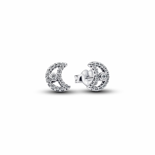 [294257C01] Pendientes Pandora Botón Media Luna Brillante 294257C01