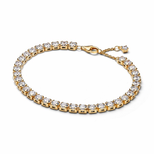 [563539C01-18] Pulsera Tenis Ancha Brillante Dorada 563539C01