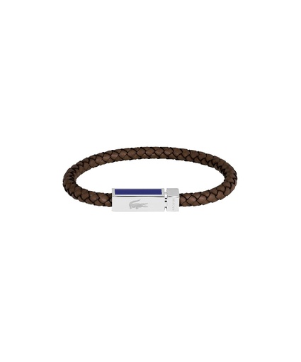 [2040450] Pulsera Lacoste Rokel Piel Trenzada Marrón y Acero Inoxidable Hombre 2040450