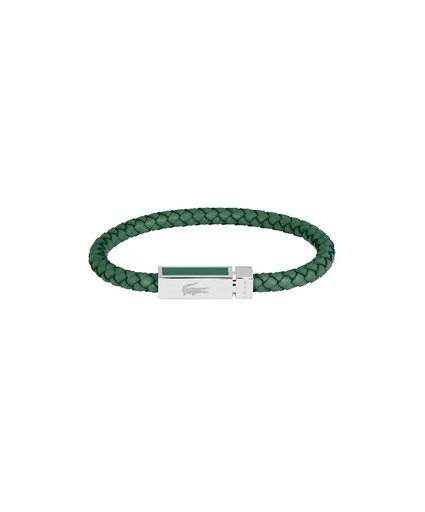 [2040449] Pulsera Lacoste Rokel Piel Trenzada Verde  y Acero Inoxidable Hombre 2040449