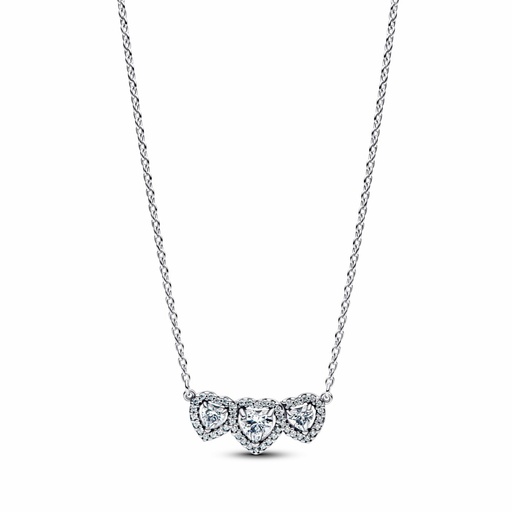 [394412C01-45] Collares Pandora Triple Halo Corazón Plata 394412C01-45