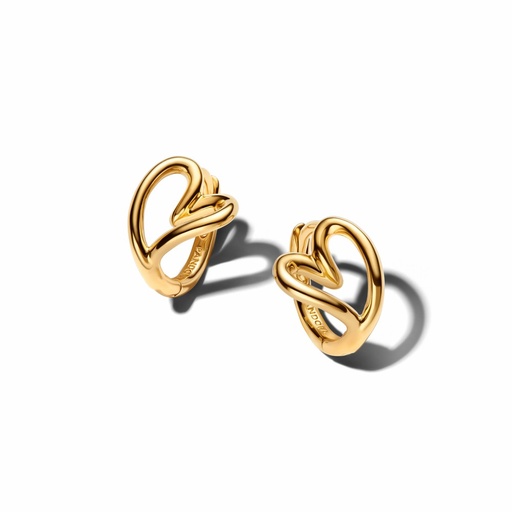 [264359C00] Pendientes Pandora Aro Corazón Pequeño Forma Orgánica Dorados 264359C00