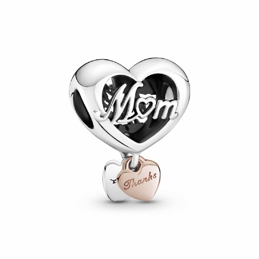 [789372C00] Charm Pandora Rose Corazón Gracias Mamá 789372C00