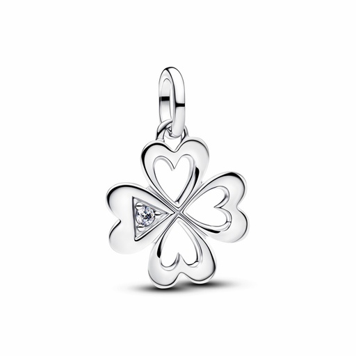 [793034C01] Charm Pandora Colgante Trébol Cuatro Hojas Corazón Plata 793034C01