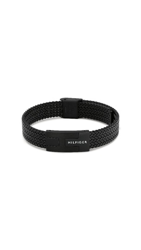 [2790707] Pulsera Tommy Hilfiger Nautical Mesh Hombre Ajustable Malla Acero Negro 2790707
