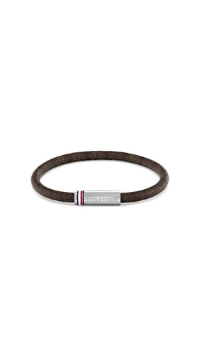 [2790703] Pulsera Tommy Hilfiger Cuero Cordón Marrón y Acero Hombre 2790703