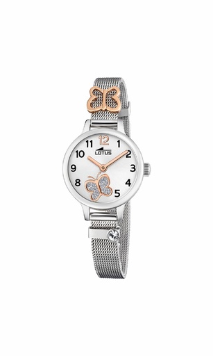 [18659/2] Reloj Lotus Junior Acero y Esfera Plateada con Mariposa 18659/2
