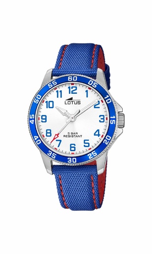 [18787/4] Reloj Lotus Junior Niño Piel Azul y Esfera Blanca 18787/4