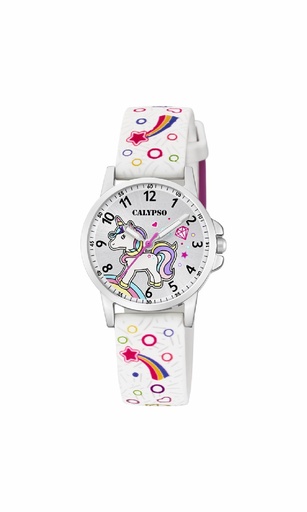 [K5776/4] Reloj Calypso Junior Collection Analógico Niña Blanco Unicornio K5776/4