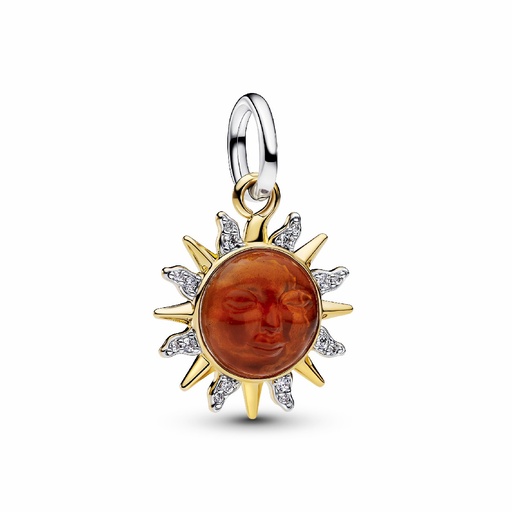 [764703C01] Charm Pandora Colgante Sol Remolino en Dos Tonos 764703C01