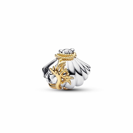 [764403C01] Charm Pandora Concha en Dos Tonos de Ariel de Disney 764403C01