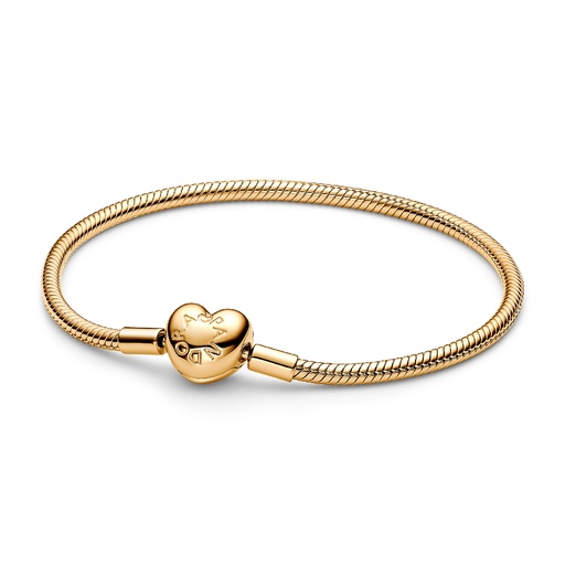 [563050C00-18] Pulsera Pandora Cadena Serpiente Cierre Corazón Moments Dorada 563050C00-18