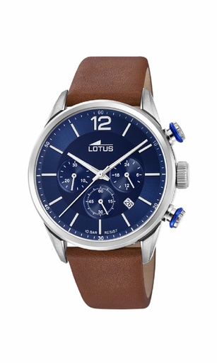 [18689/1] Reloj Lotus Chrono Hombre Piel Marrón y Esfera Azul 18689/1