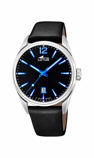 [18693/6] Reloj Lotus Chrono Hombre Piel y Esfera Negra 18693/6