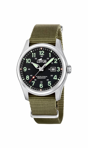 [19055/4] Reloj Lotus Minimalist Hombre Nylon Marrón y Esfera Negra 19055/4