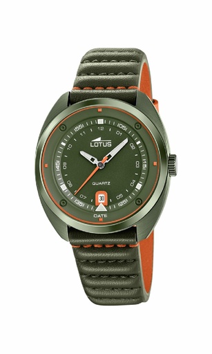 [19098/1] Reloj Lotus Pulse Collection Hombre Piel Verde / Naranja 19098/1