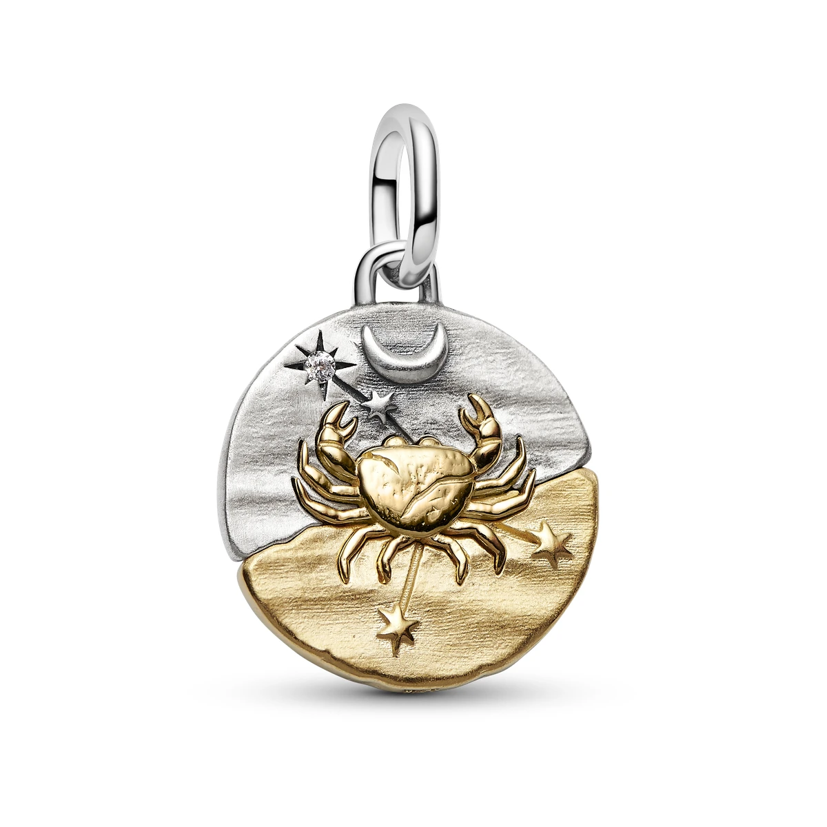 [764984C01] Charm Medallón en plata de ley y con un recubrimiento en oro de 14k Zodiaco Cáncer