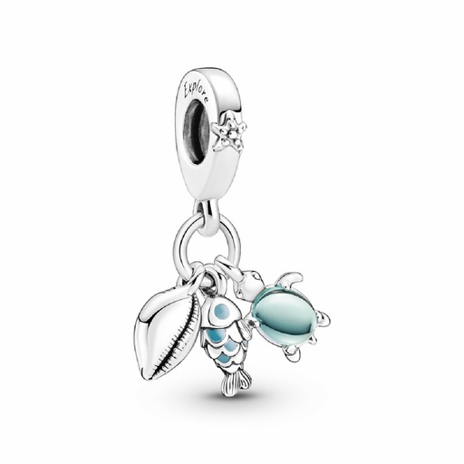 [791697C01] Charm colgante Pandora Triple Pez, Tortuga Marina y Concha