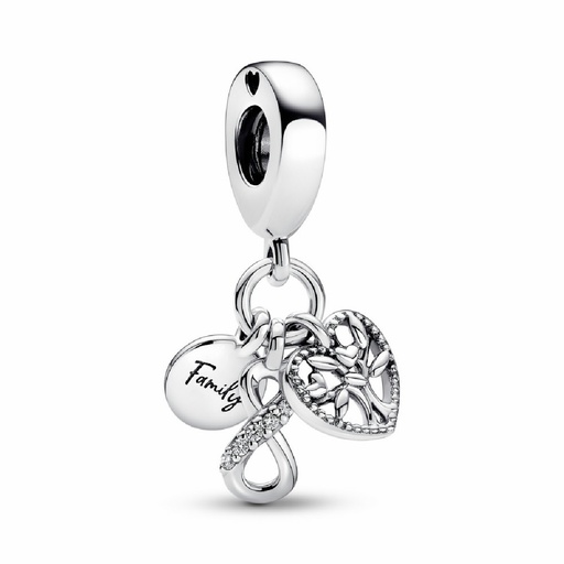 [792201C01] Charm Pandora Colgante Triple Infinito Familia