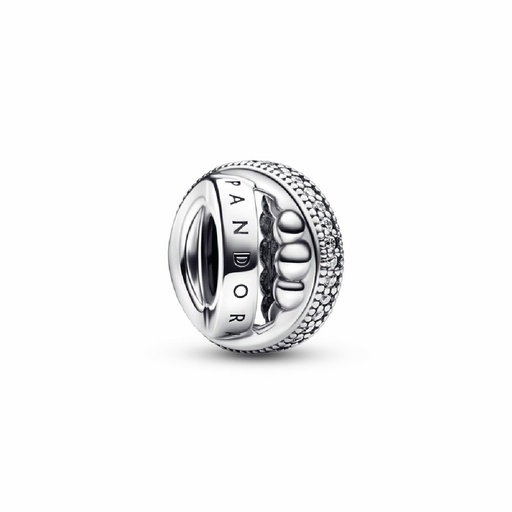 [792317C01] Charm Pandora Signature Logo Pavé y Cuentas