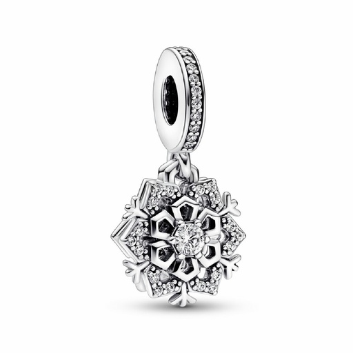 [792355C01] Charm colgante Pandora Doble Copo de Nieve Brillante