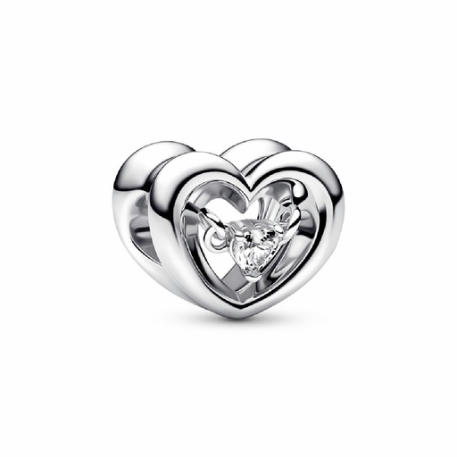 [792493C01] Charm Pandora Corazón Radiante y Gema Flotante