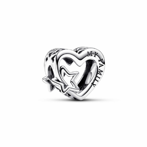 [792829C00] Charm Pandora Familia Corazón Calado y Estrella 792829C00