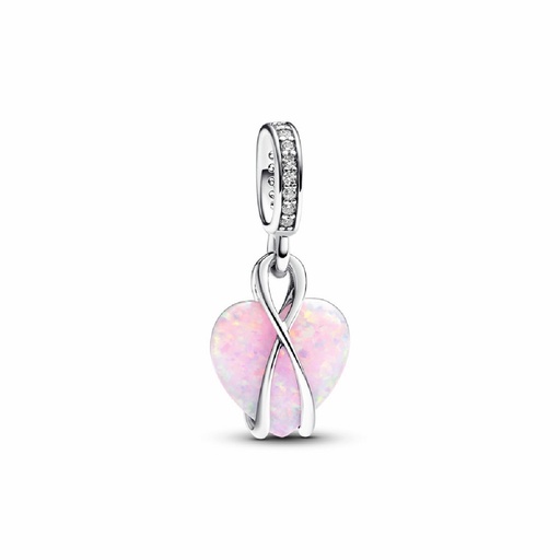 [793202C01] Charm Pandora colgante con forma de corazón opalescente de mama