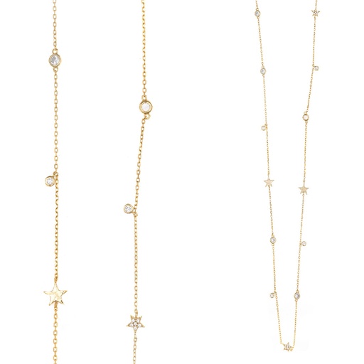 [164C0065] Collar Salvatore Plata Chapada Estrellas y Chatones con Circonitas 164C0065