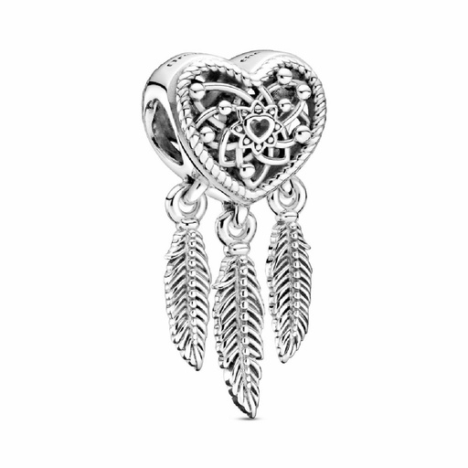 [799107C00] Charm Pandora Atrapasueños Corazón en filigranas y Plumas